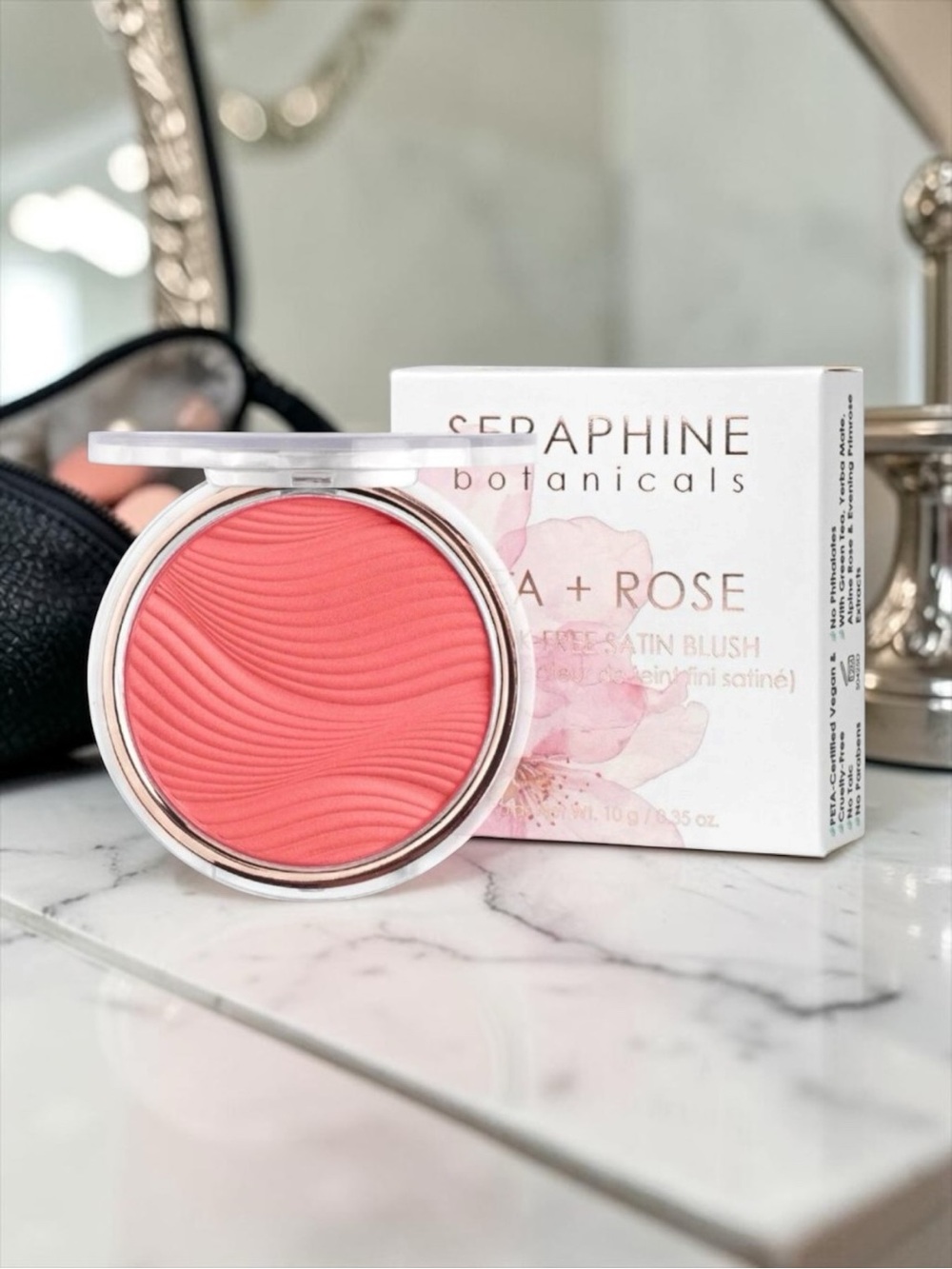 Seraphine Botanicals Tea + Rose Satin Blush - Pomegranate NIB